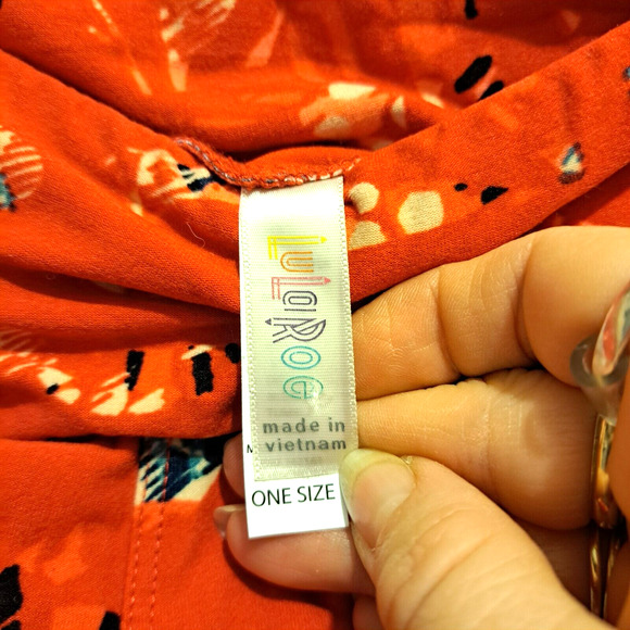 LULAROE LEGGINGS WOMENS OS TOMATO RED CONFETTI PRINT SUPER LIGHTWEIGHT COMFY - Picture 4 of 4